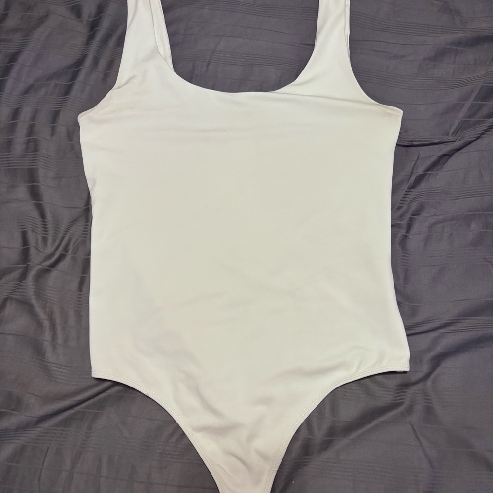 Express White Bodysuit with Scoop Neckline